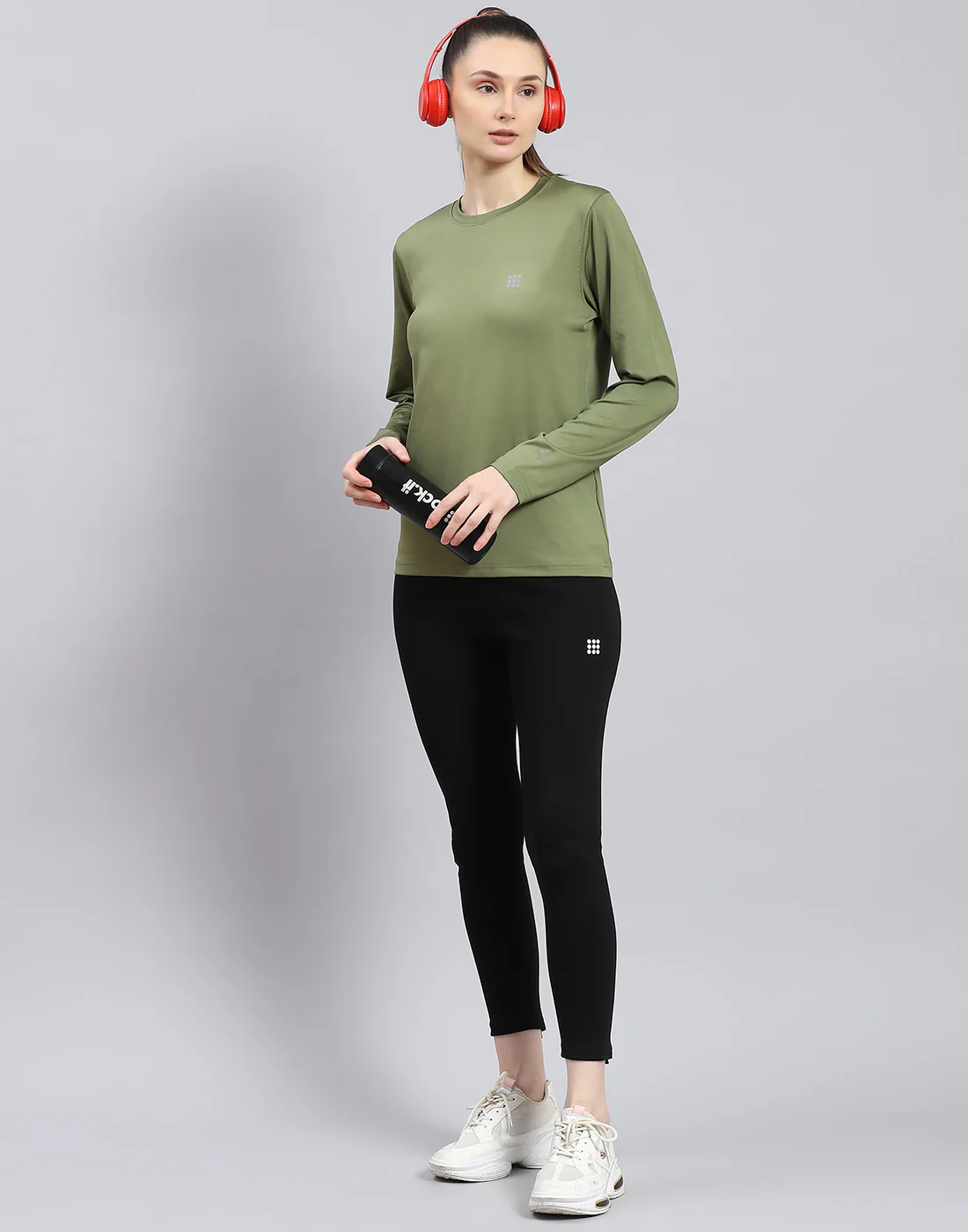 Rock.it Women Olive Solid Round Neck Full Sleeve Top - Image 2
