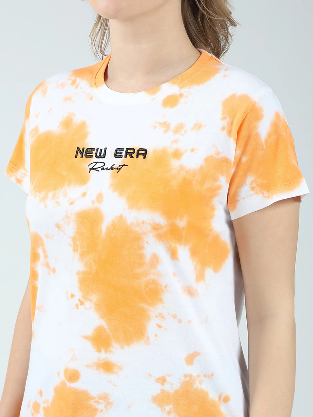 Rock.it Women Orange Printed Round Neck Half Sleeve Top - Image 7