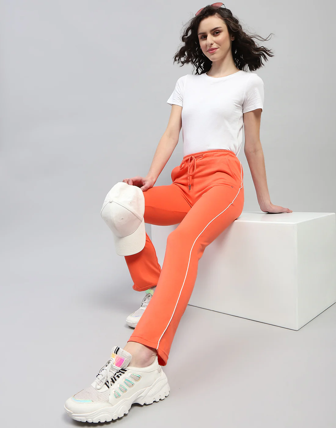 Women Orange Solid Regular Fit Lower - Image 2