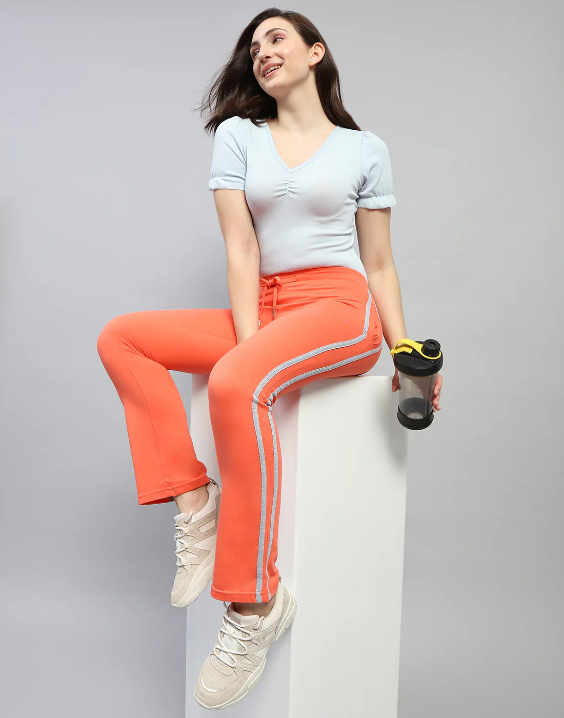 Women Orange Solid Regular Fit Lower - Image 2