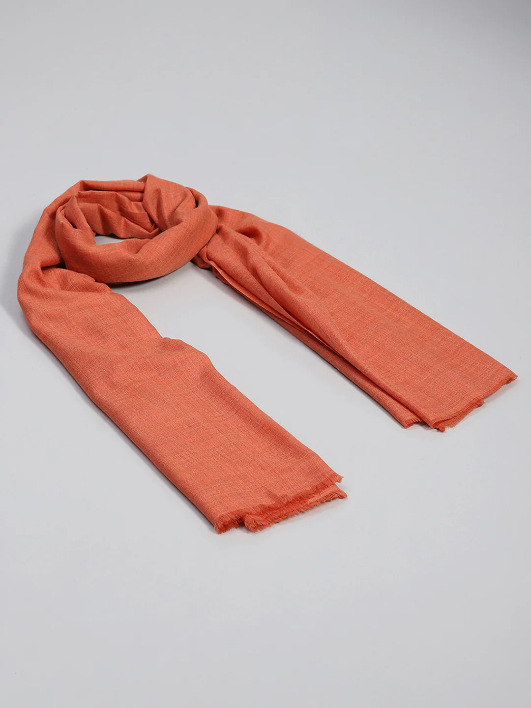 Women Orange Solid Reversible Shawl - Image 2