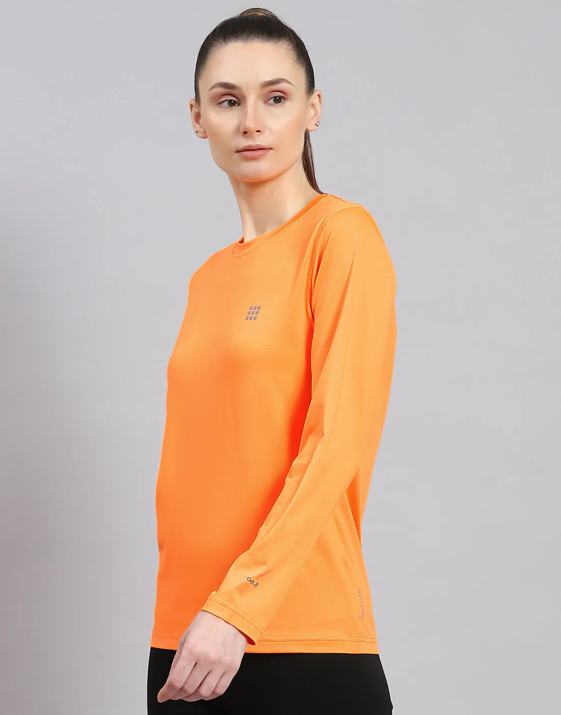 Rock.it Women Orange Solid Round Neck Full Sleeve Top - Image 3