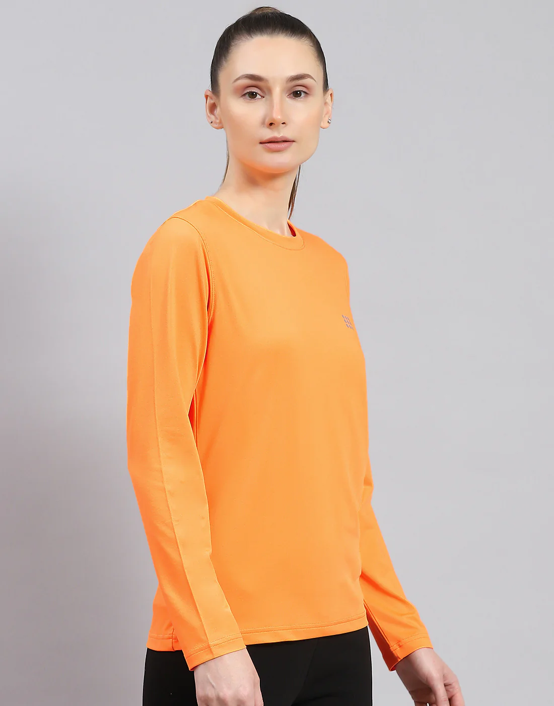 Rock.it Women Orange Solid Round Neck Full Sleeve Top - Image 4