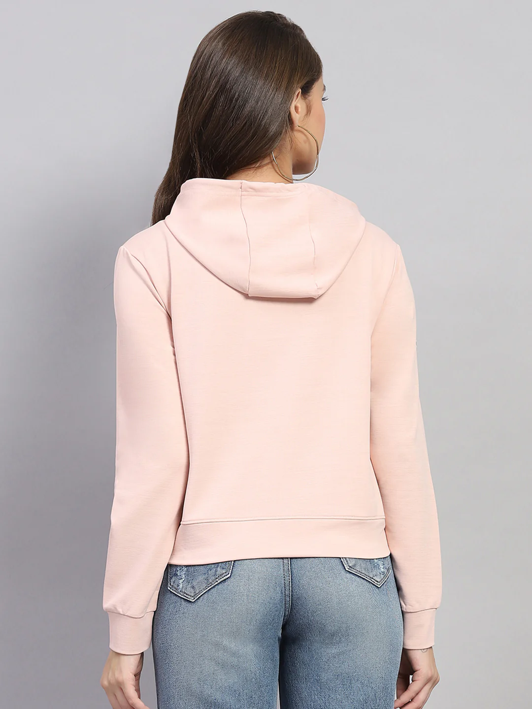Rock.it Women Peach Printed Hooded Full Sleeve Sweatshirt - Image 5