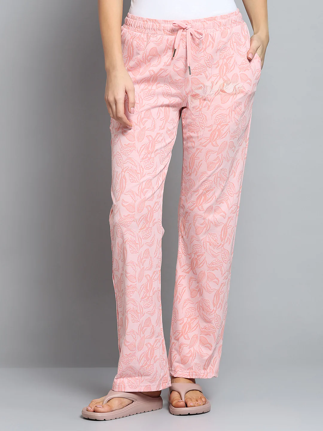 Women Peach Printed Regular Fit Lower - Image 3
