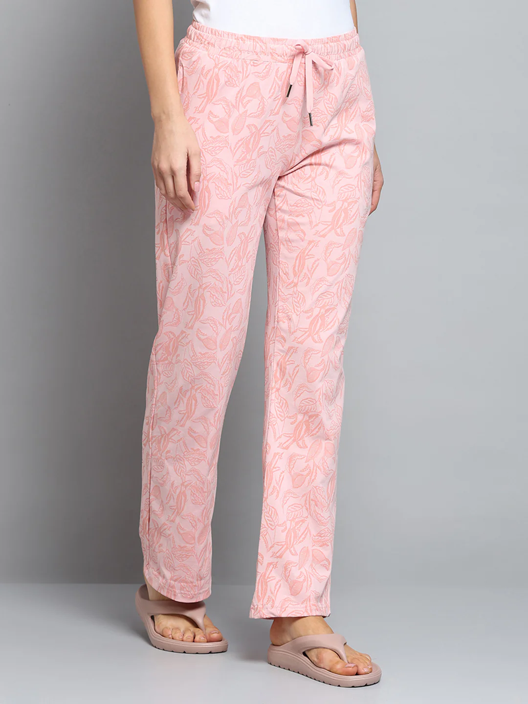 Women Peach Printed Regular Fit Lower - Image 5