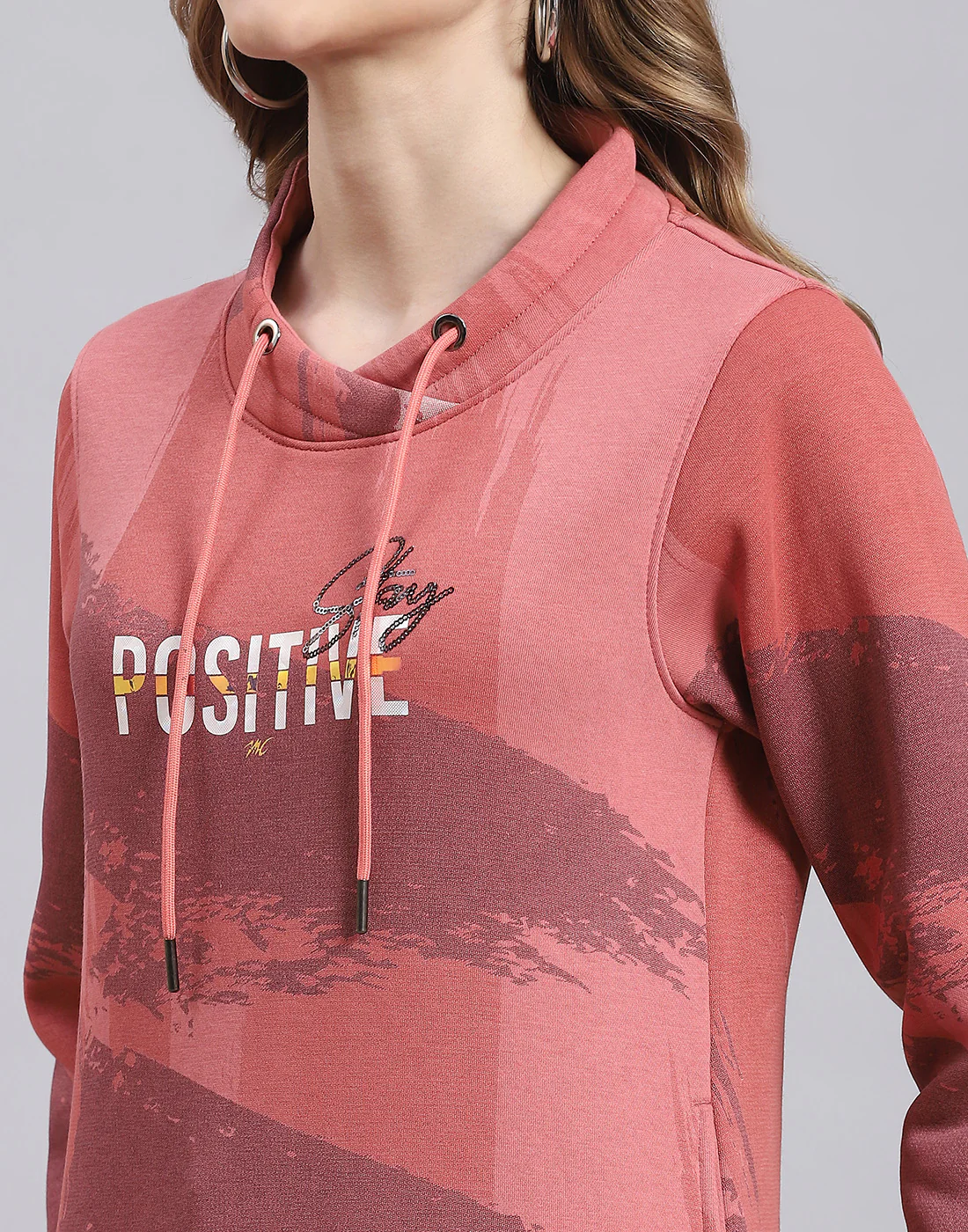 Women Peach Printed Round Neck Full Sleeve Sweatshirt - Image 7