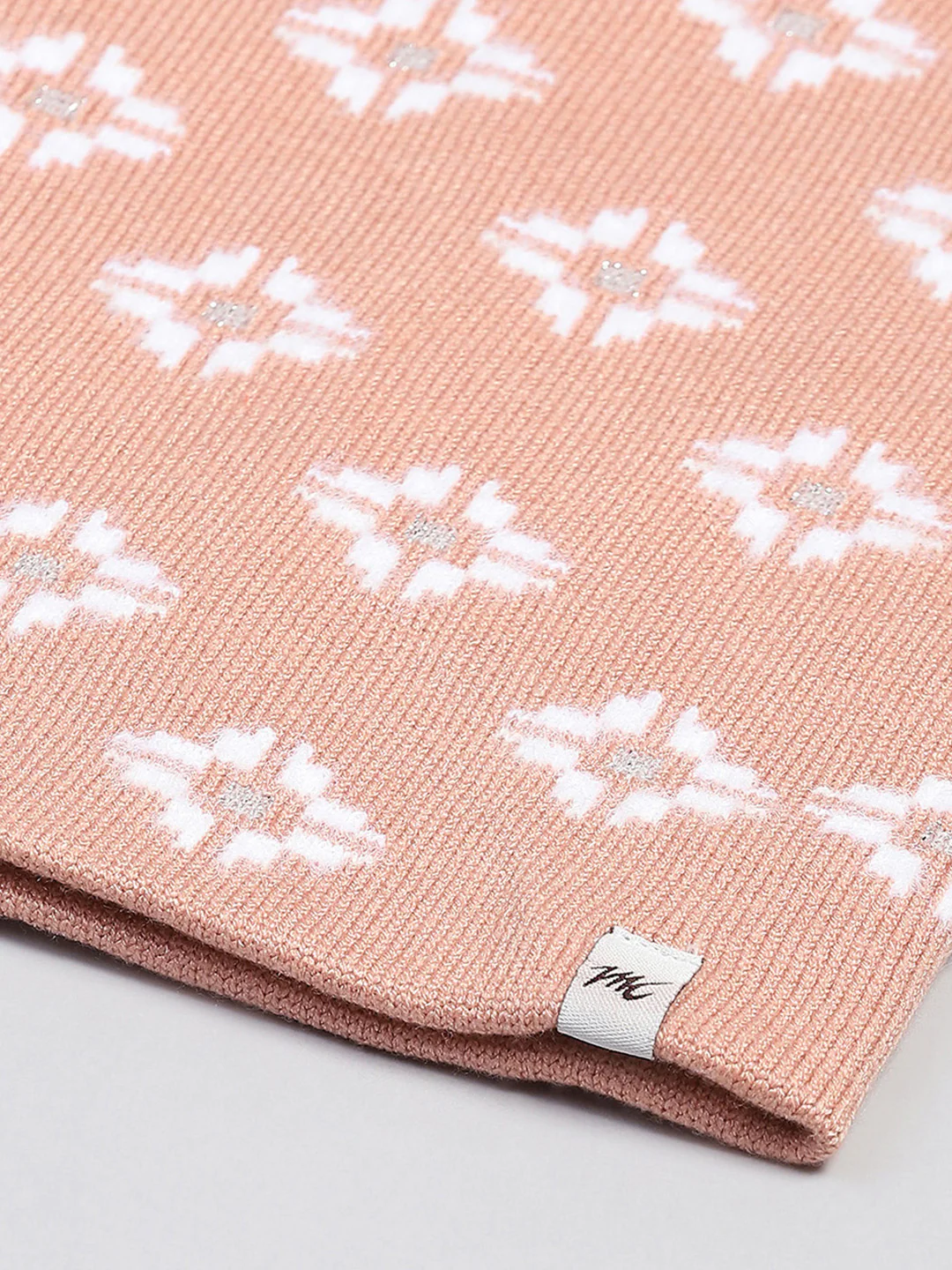 Women Peach Self Design Cap - Image 7