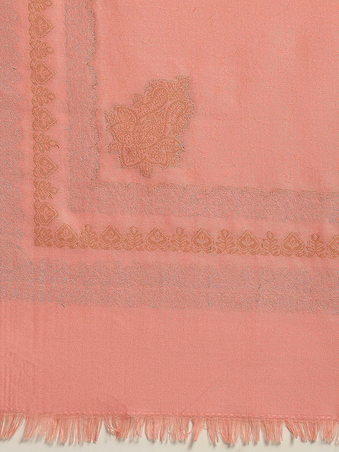Women Peach Self Design Shawl - Image 6