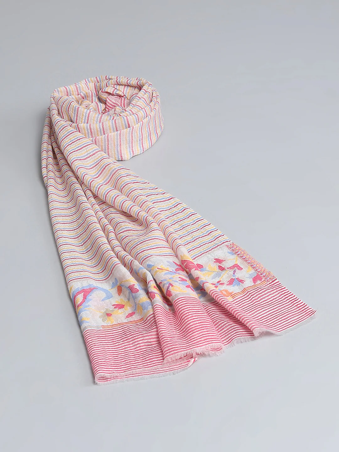 Women Peach Self Design Stole - Image 6