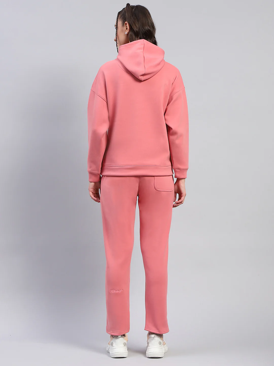 Rock.it Women Peach Solid Hooded Full Sleeve Tracksuit - Image 5