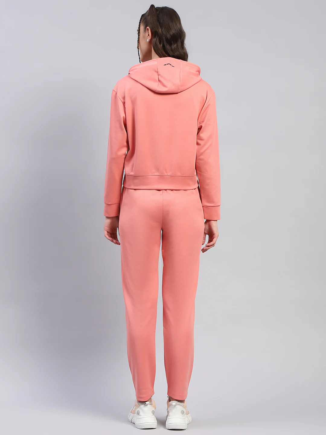 Rock.it Women Peach Solid Hooded Full Sleeve Tracksuit - Image 5