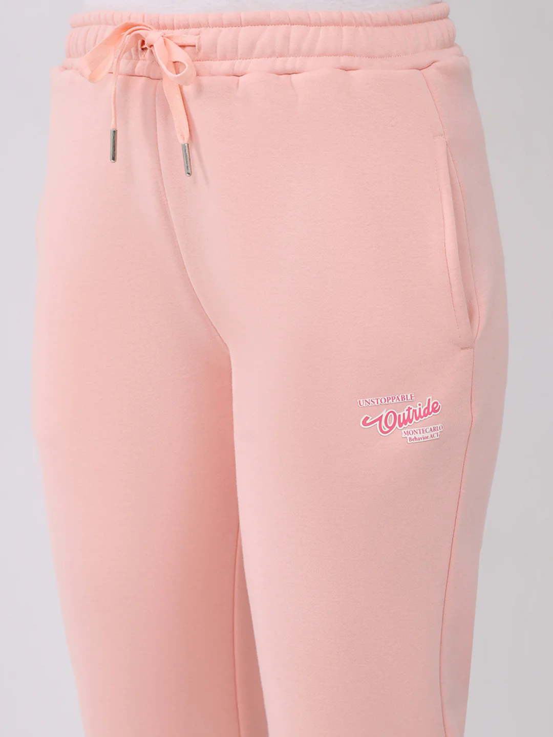 Women Peach Solid Mock Neck Full Sleeve Winter Tracksuit - Image 8