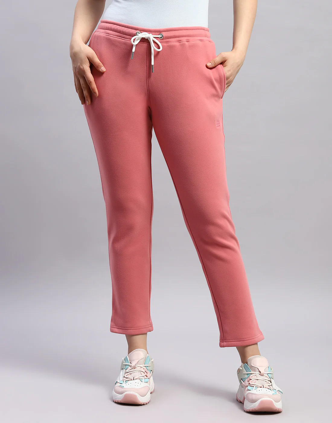 Rock.it Women Peach Solid Regular Fit Winter Trackpant - Image 2