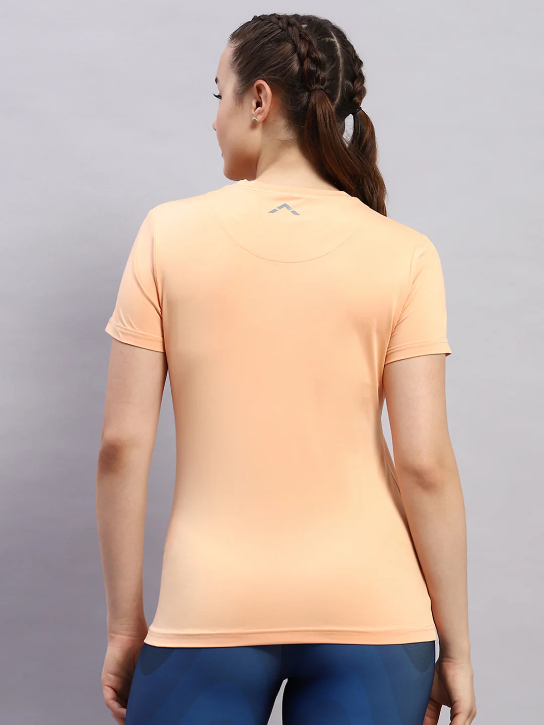 Rock.it Women Peach Solid Round Neck Half Sleeve Top - Image 5