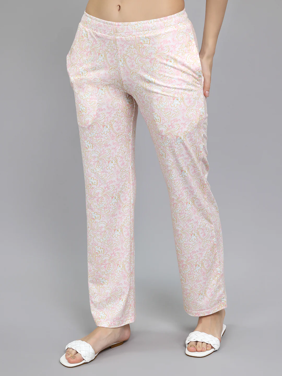 Women Pink Embroidered Round Neck Half Sleeve Lower Set - Image 7
