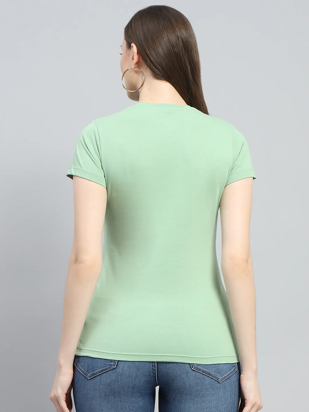 Women Pink & Green Solid Round Neck Half Sleeve Top 2Pc Set - Image 9