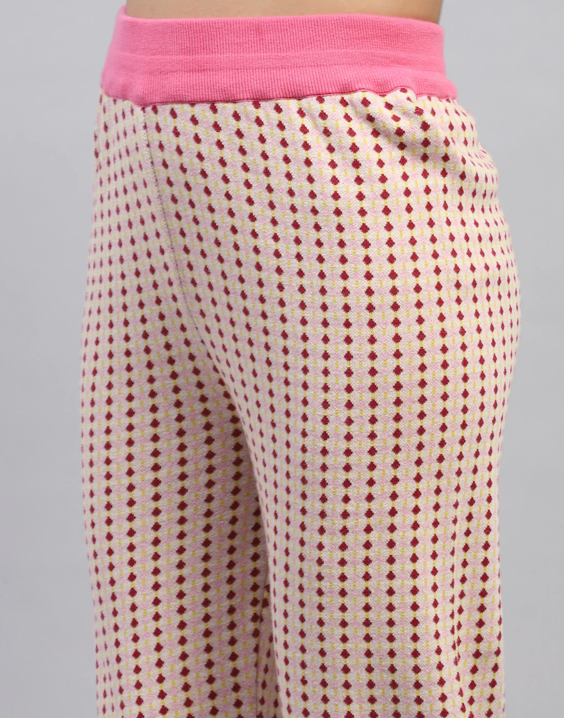 Women Pink Jaquard Round Neck Half Sleeve Cords Set - Image 8