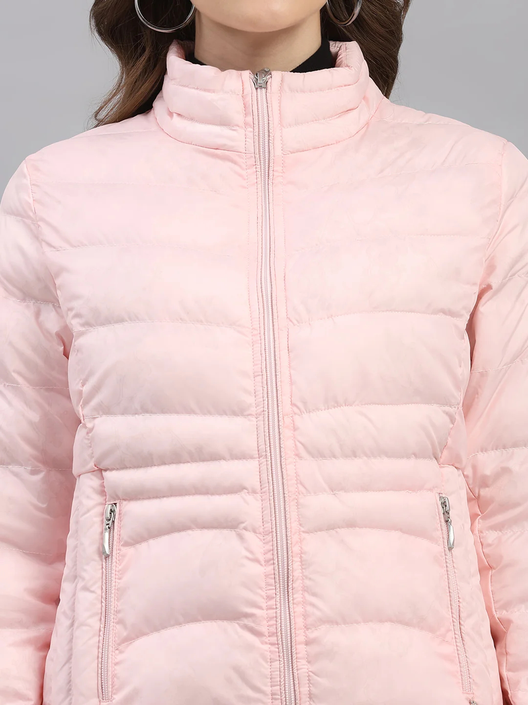 Women Pink Printed Collar Full Sleeve Jacket - Image 7
