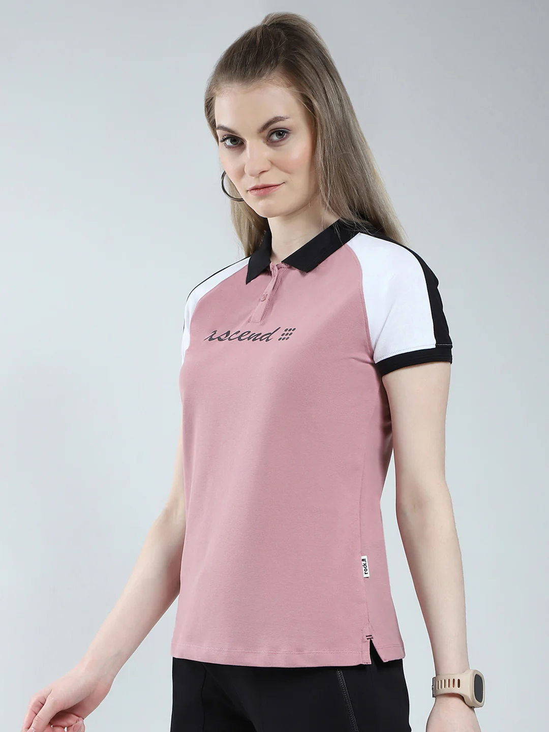 Rock.it Women Pink Printed Collar Half Sleeve T-Shirt - Image 3