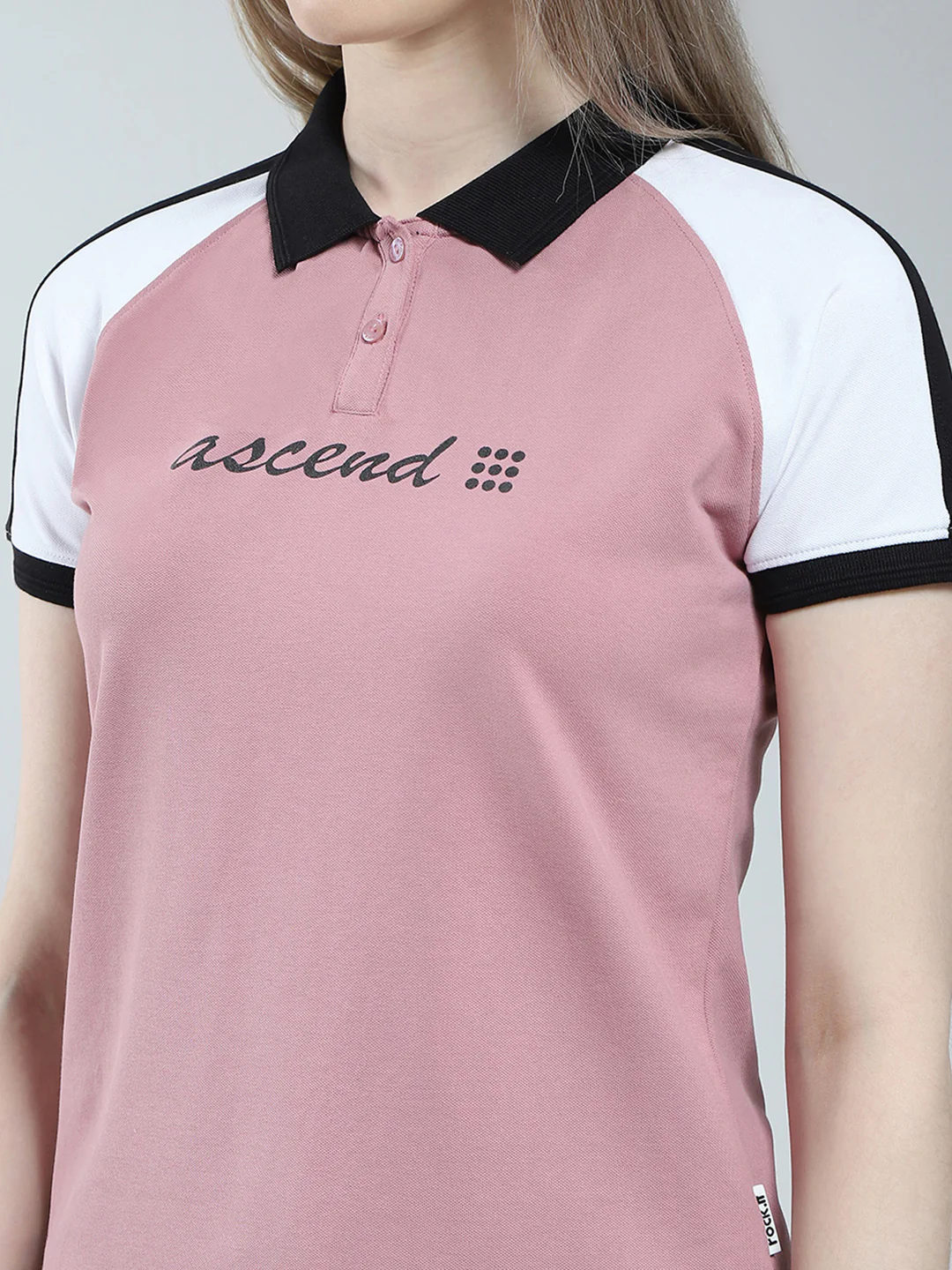 Rock.it Women Pink Printed Collar Half Sleeve T-Shirt - Image 6