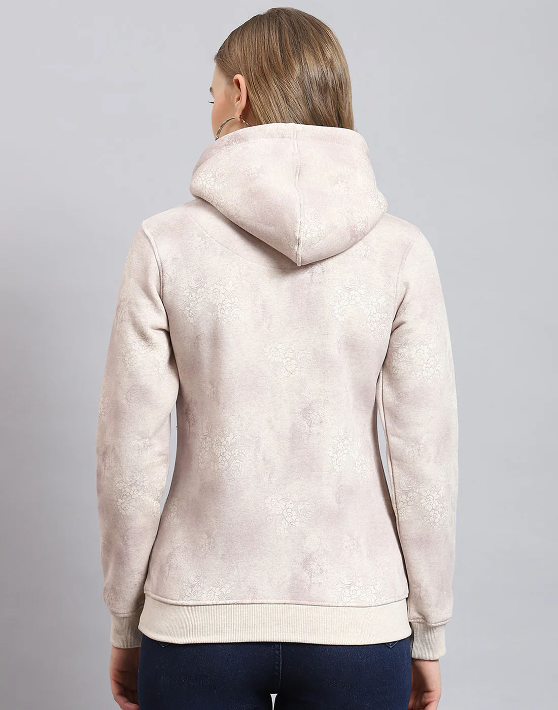 Women Pink Printed Hooded Full Sleeve Sweatshirt - Image 5