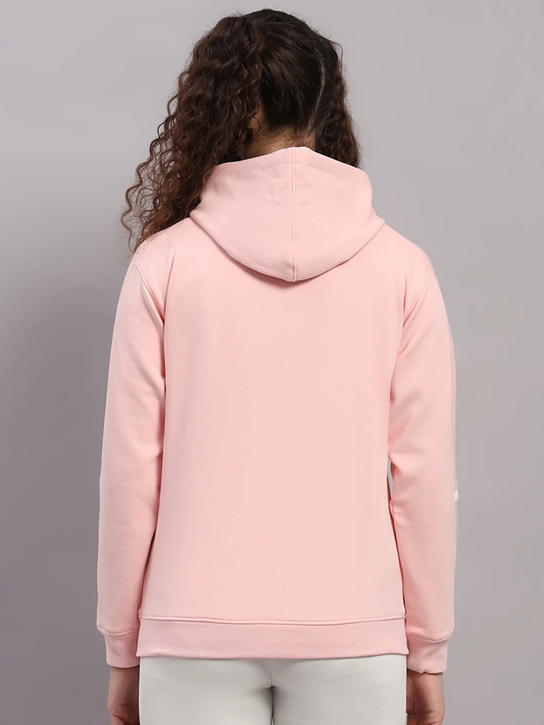 Women Pink Printed Hooded Full Sleeve Sweatshirt - Image 5