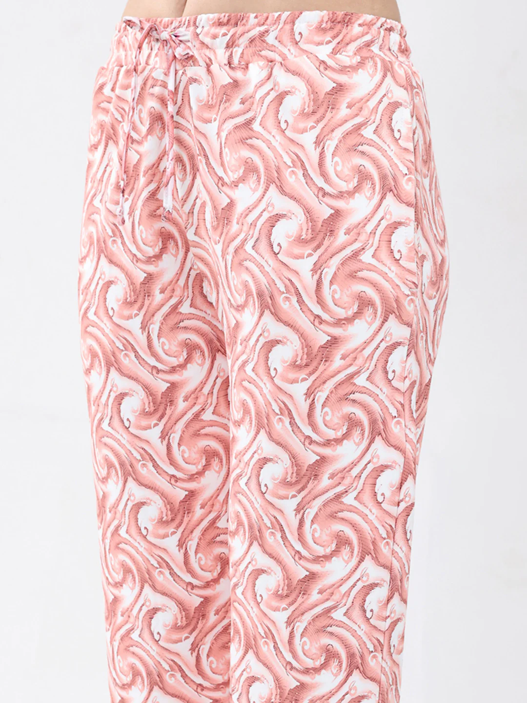 Women Pink Printed Round Neck Full Sleeve Lower Set - Image 8