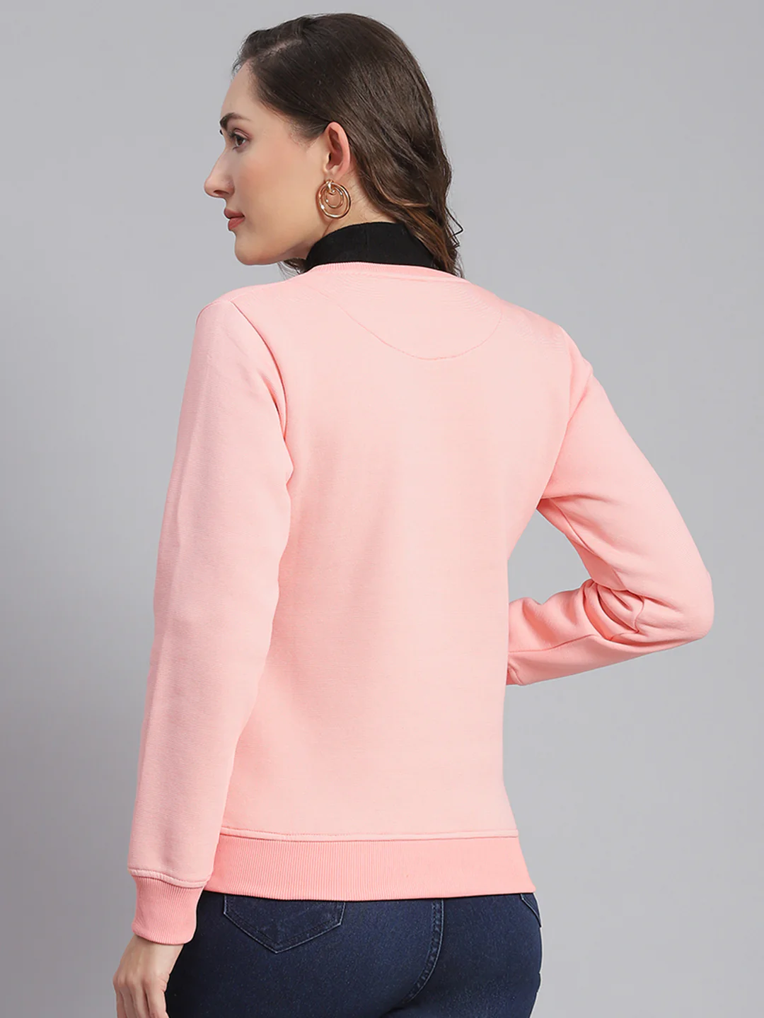 Women Pink Printed Round Neck Full Sleeve Sweatshirts - Image 5