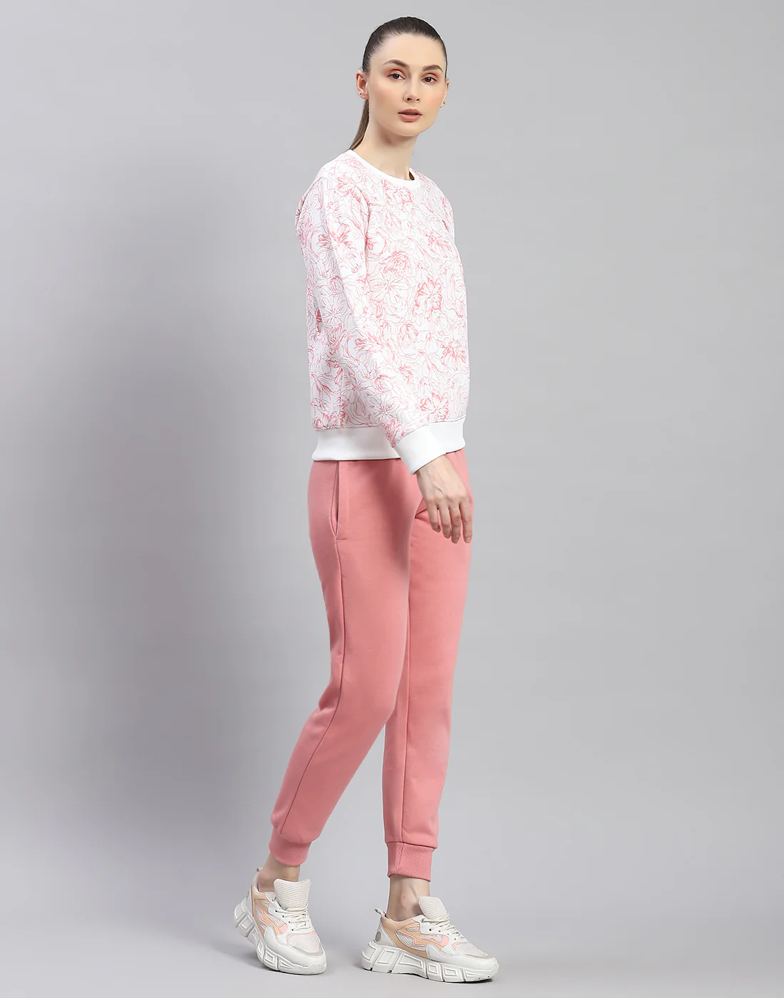 Rock.it Women Pink Printed Round Neck Full Sleeve Cords Set - Image 4