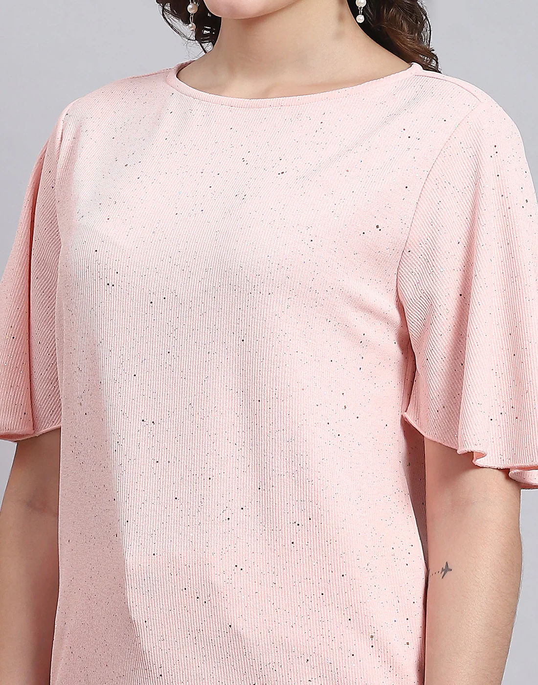 Women Pink Printed Round Neck Half Sleeve Top - Image 6