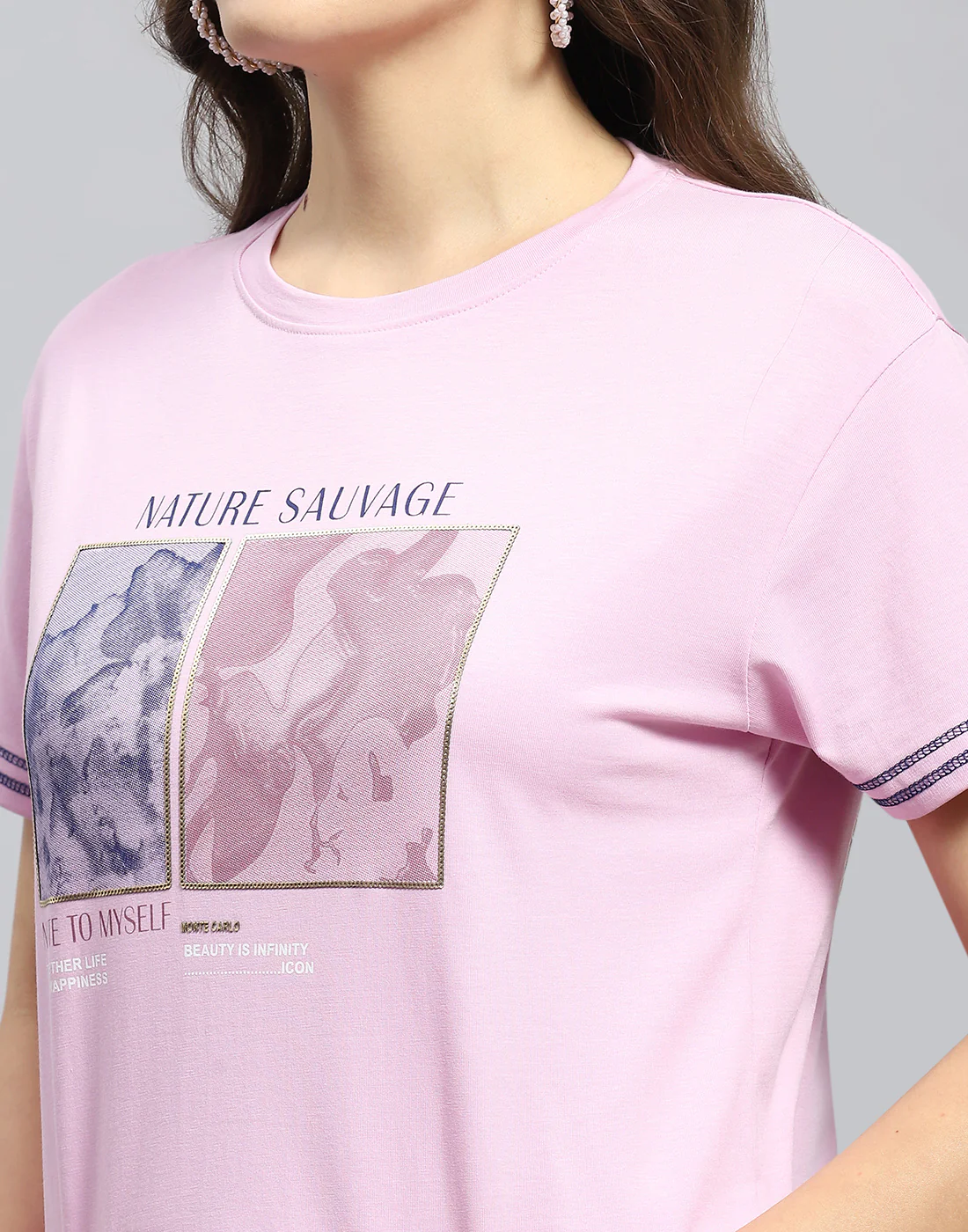 Women Pink Printed Round Neck Half Sleeve Top - Image 6