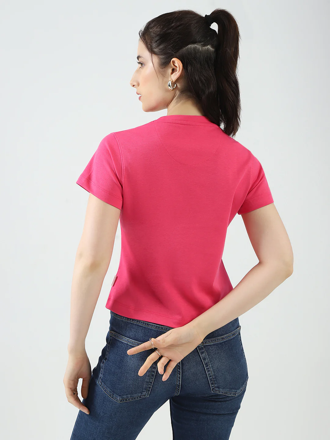 Rock.it Women Pink Printed Round Neck Half Sleeve Top - Image 5