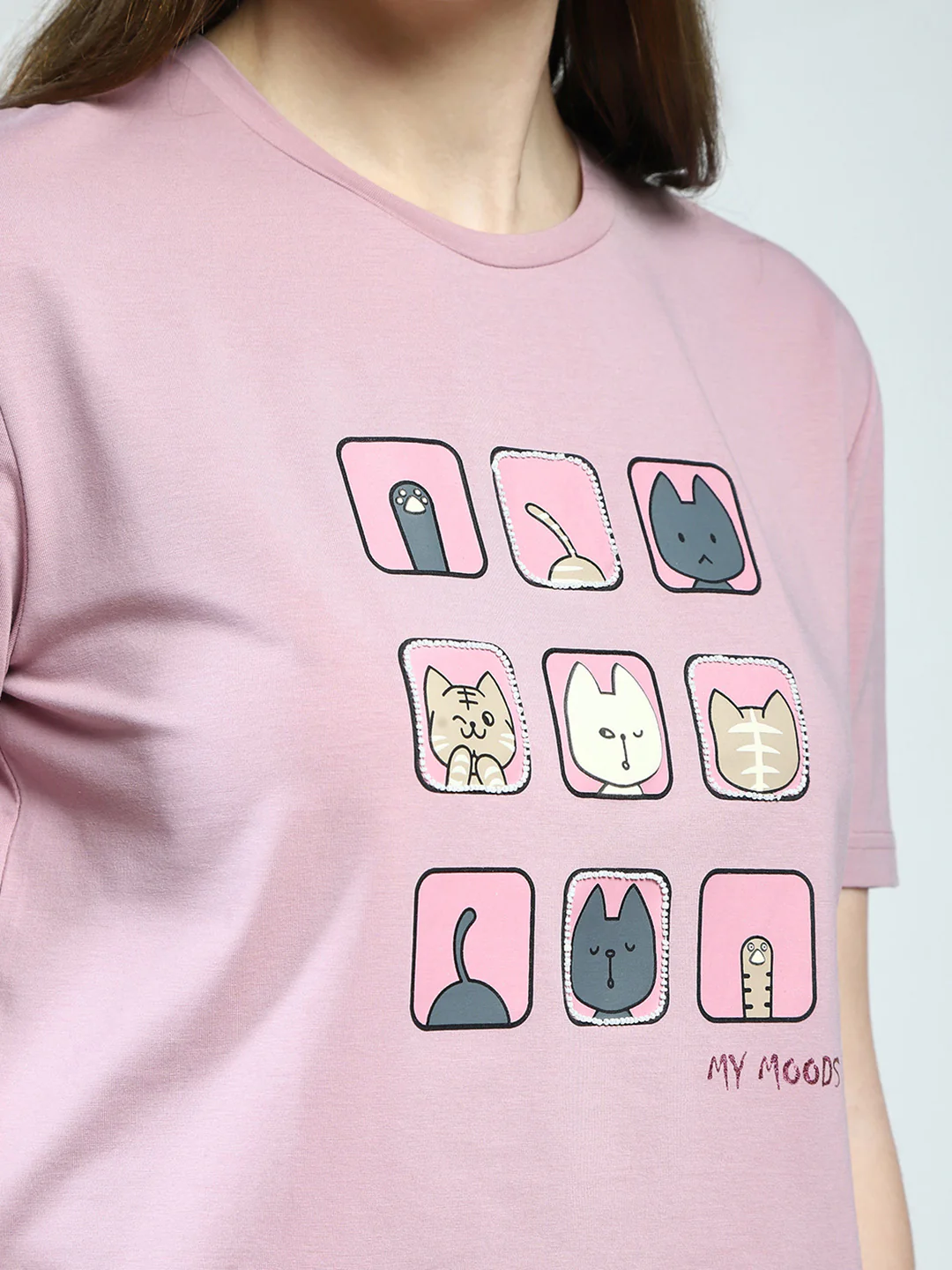 Women Pink Printed Round Neck Half Sleeve Top - Image 7
