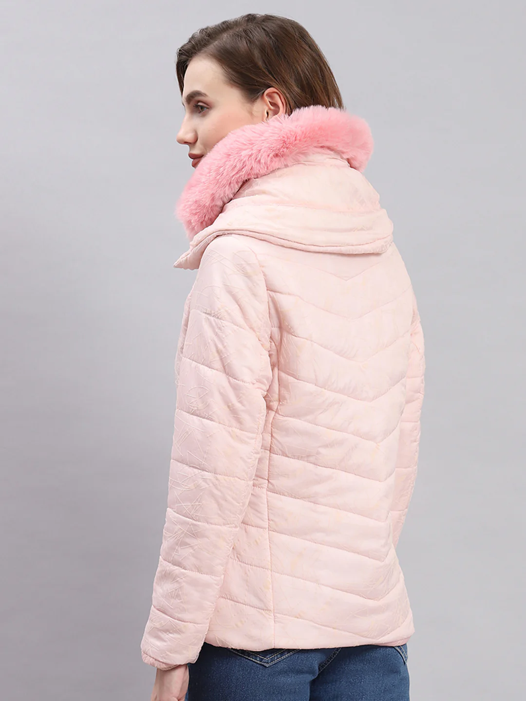 Women Pink Printed Spread Collar Full Sleeve Jackets - Image 6