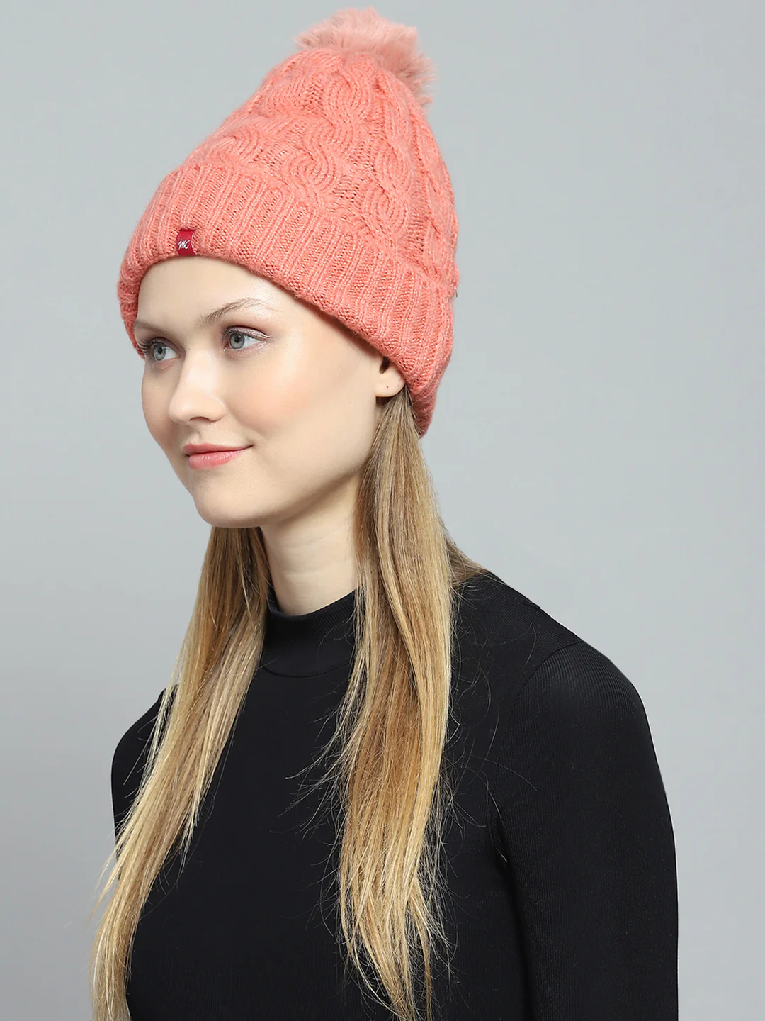 Women Pink Self Design Cap - Image 3