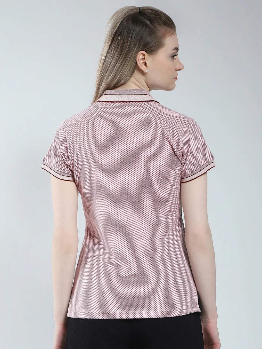 Rock.it Women Pink Self Design Collar Half Sleeve T-Shirt - Image 5