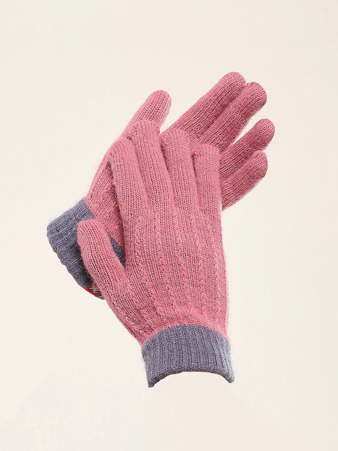 Women Pink Self Design Gloves - Image 2
