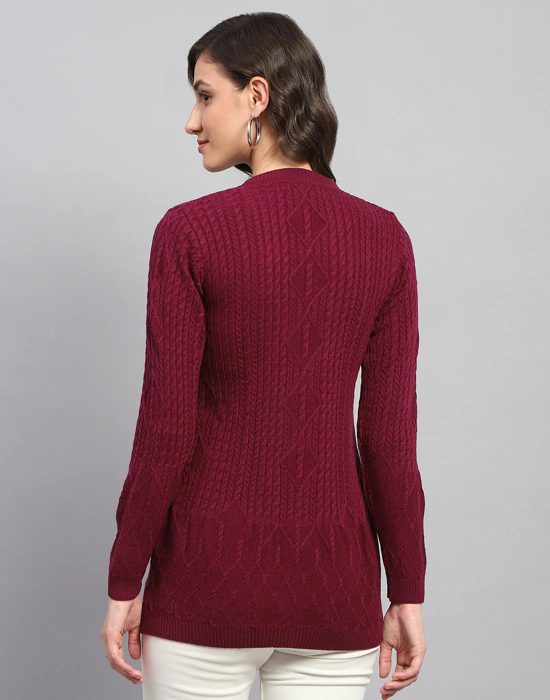 Women Pink Self Design V Neck Full Sleeve Cardigan - Image 5