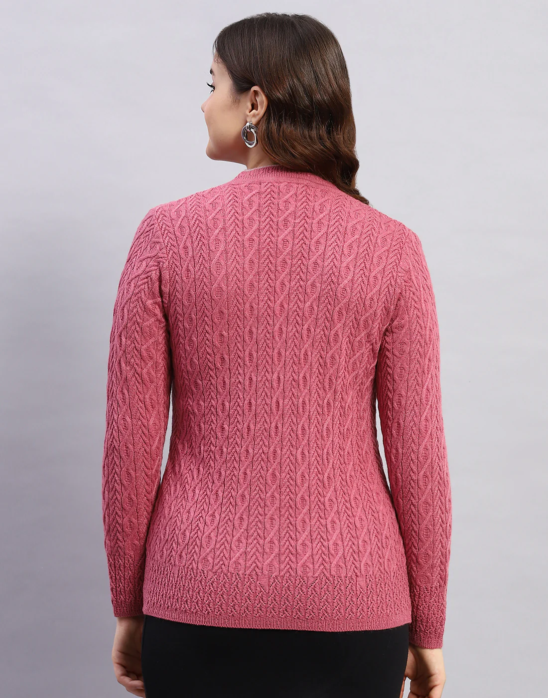 Women Pink Self Design V Neck Full Sleeve Cardigan - Image 5