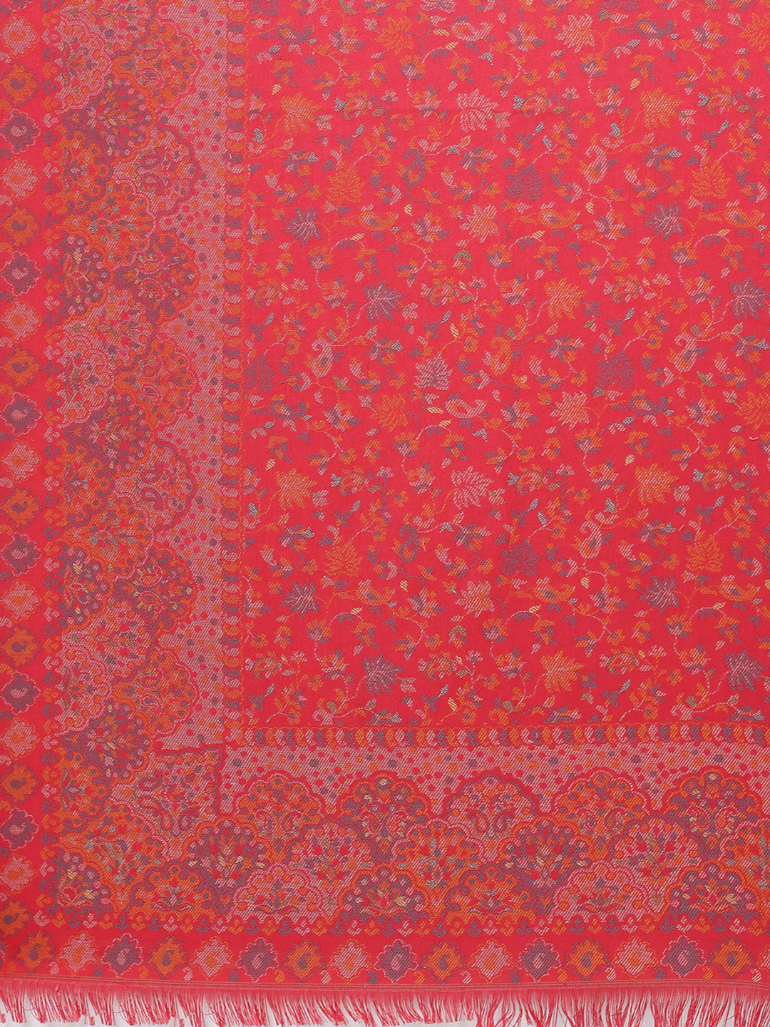 Women Pink Self Design Wool Shawl - Image 7