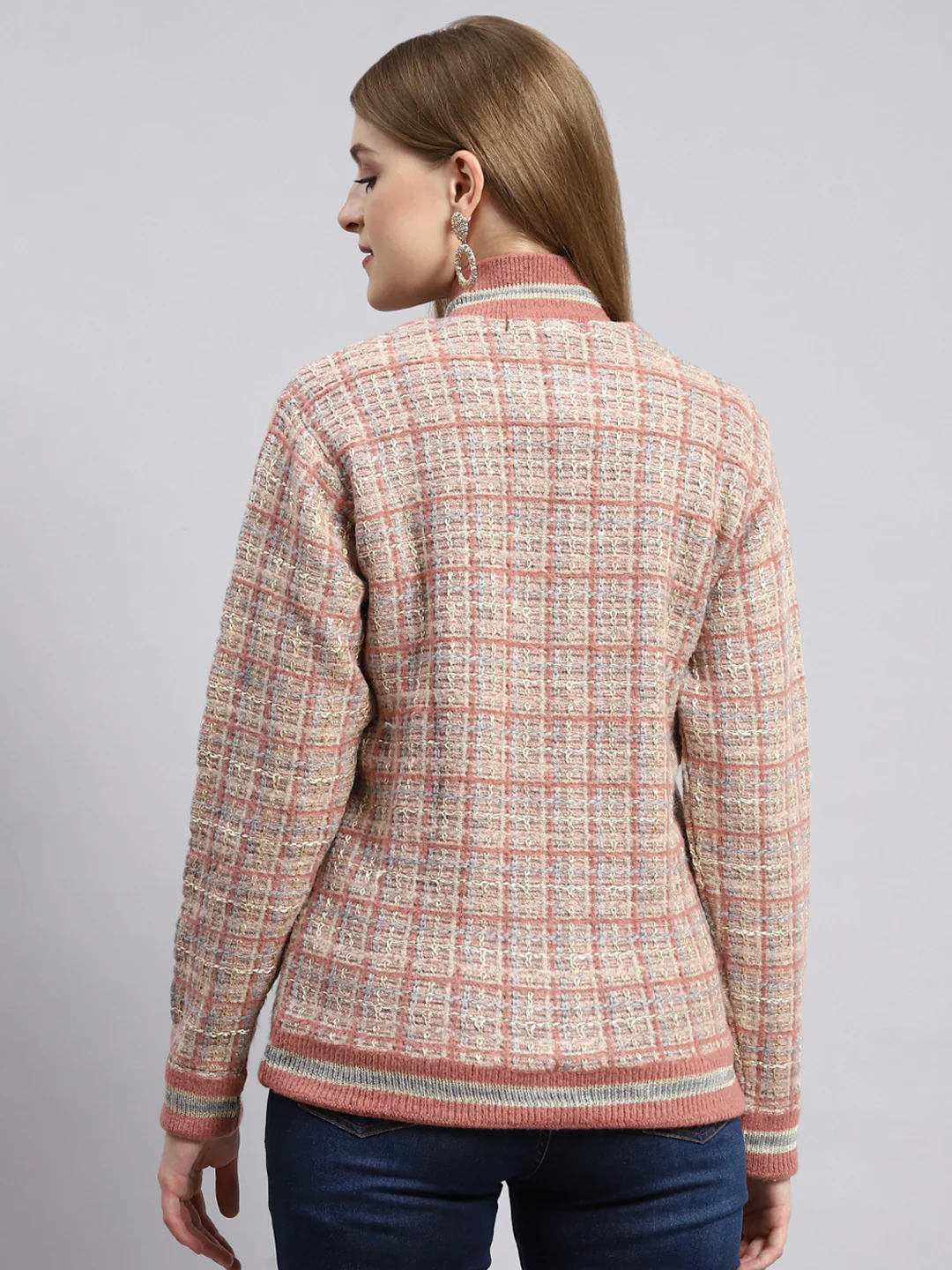 Women Pink Self Jacket - Image 4