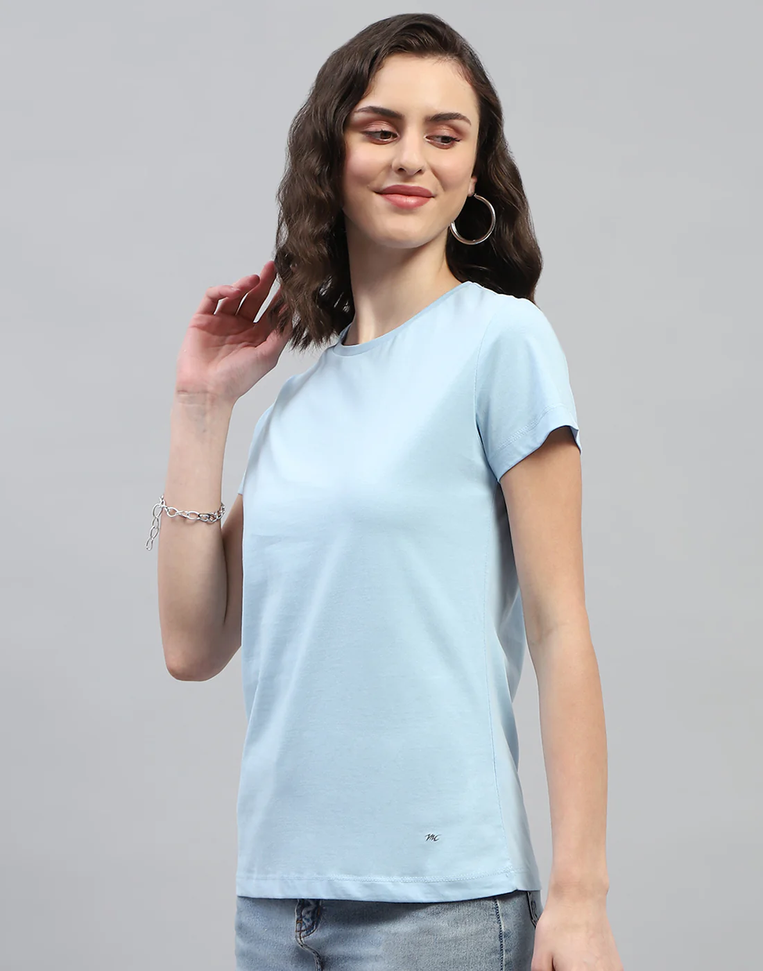 Women Pink & Sky Blue Solid Round Neck Half Sleeve Top (Pack of 2) - Image 9