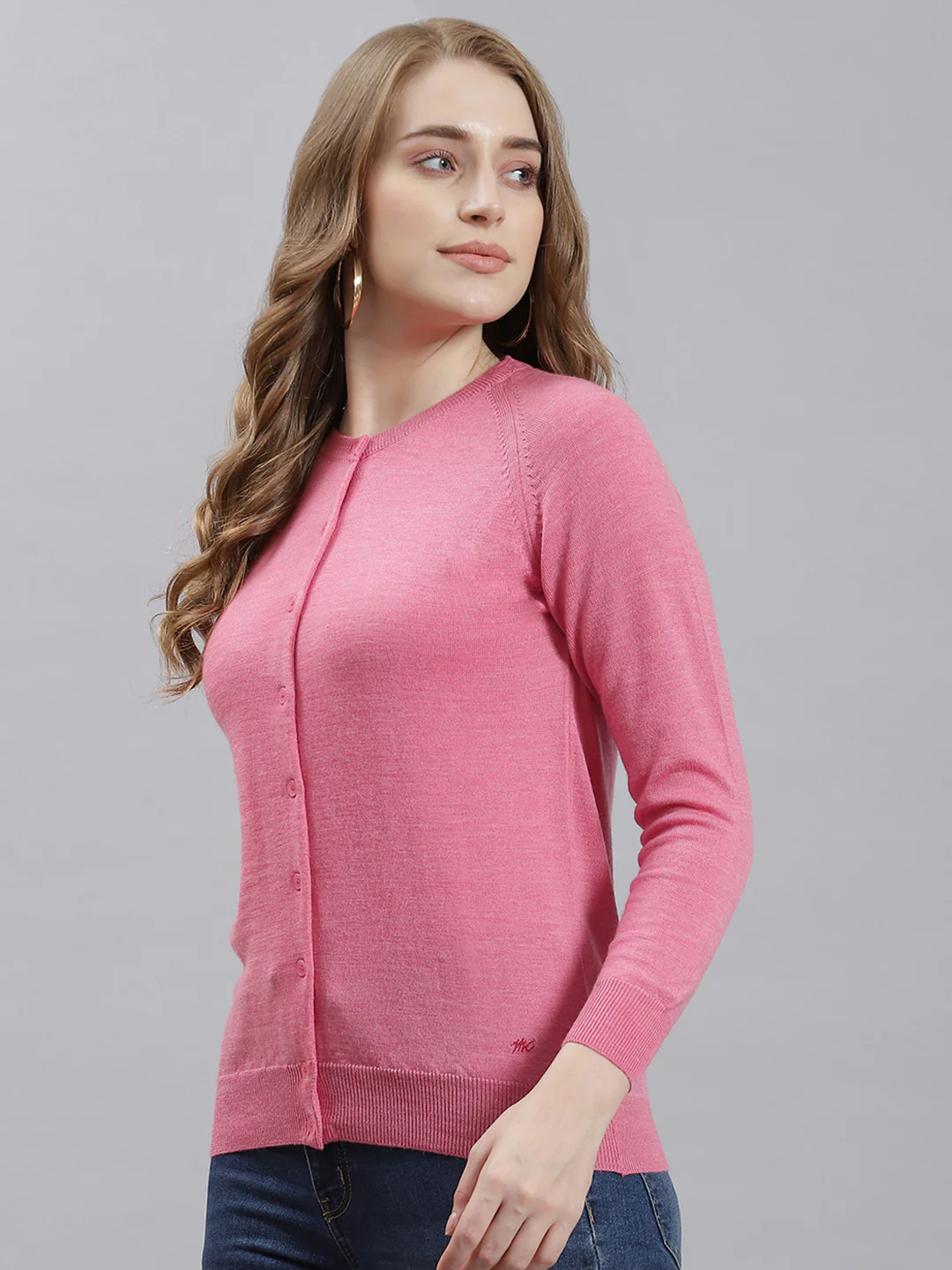 Women Pink Solid Cardigan - Image 4