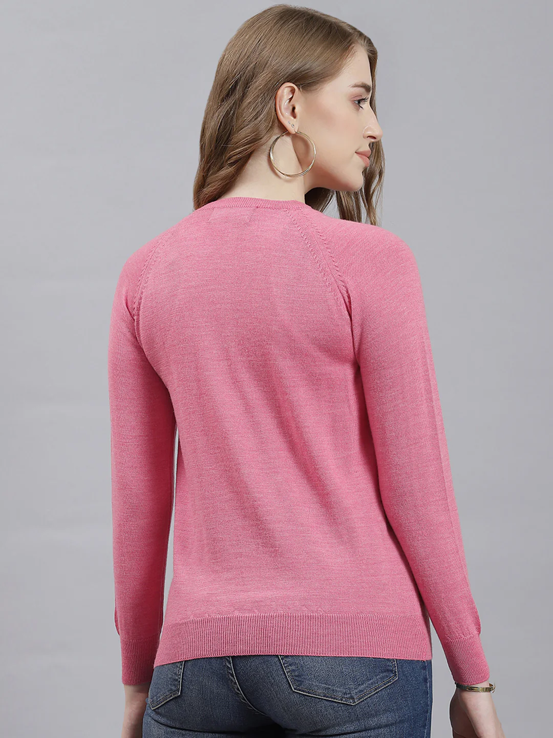 Women Pink Solid Cardigan - Image 5