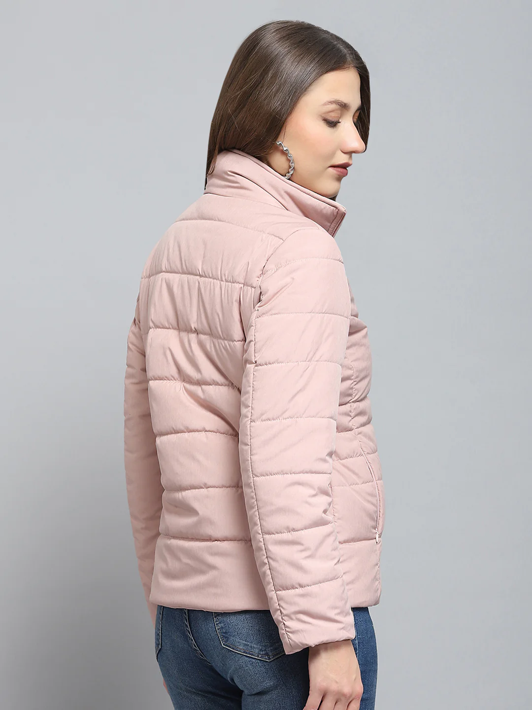Women Pink Solid Collar Full Sleeve Reversible Jacket - Image 5