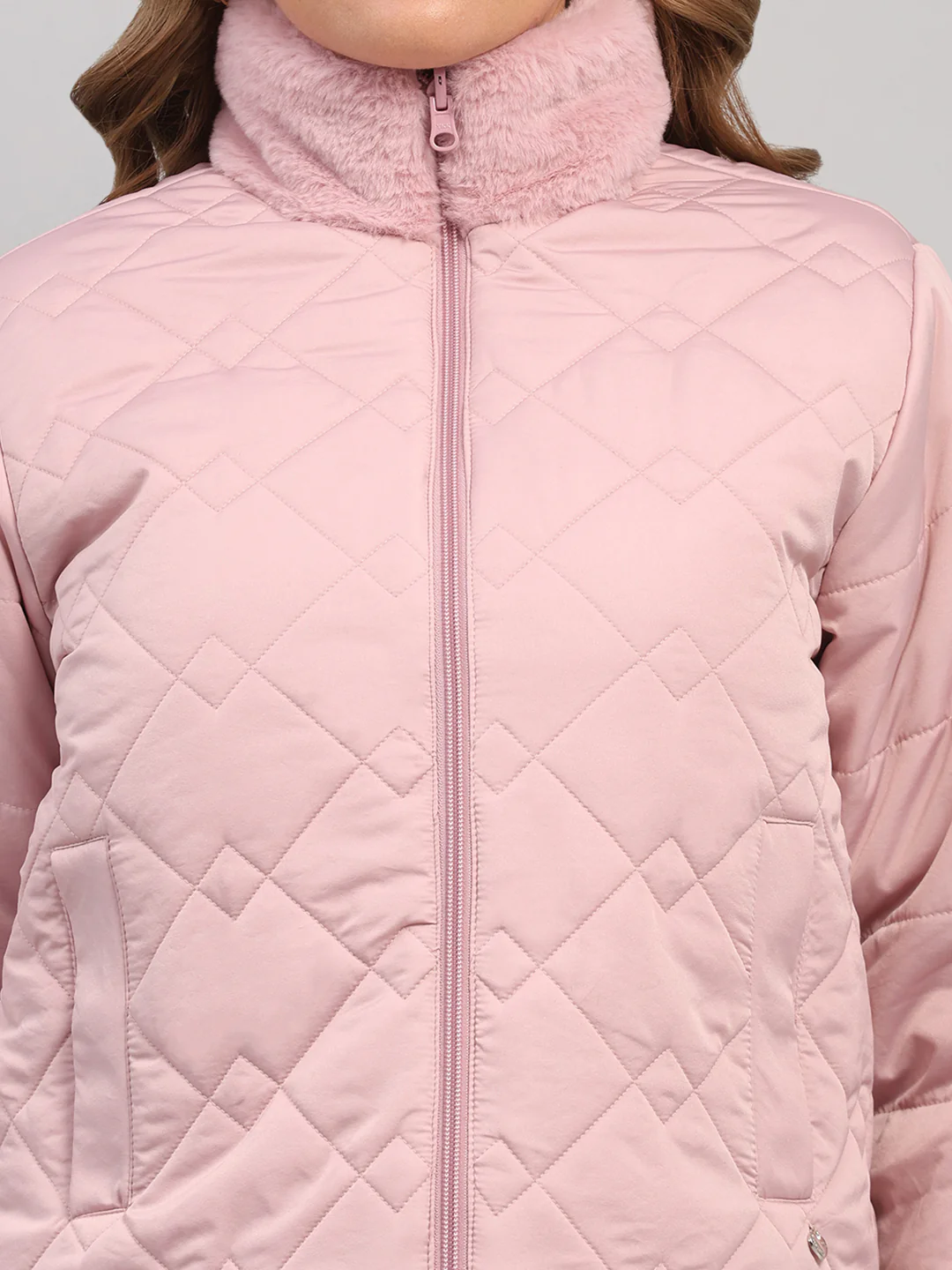 Women Pink Solid Collar Full Sleeve Reversible Jacket - Image 10