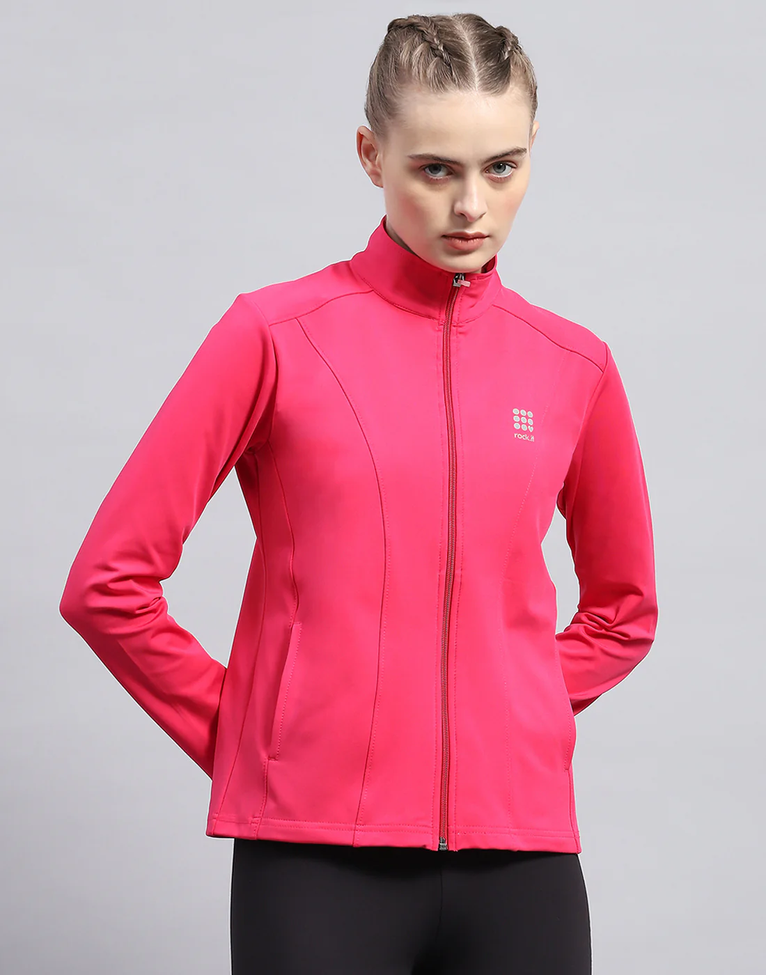 Rock.it Women Pink Solid Collar Full Sleeve Top - Image 3