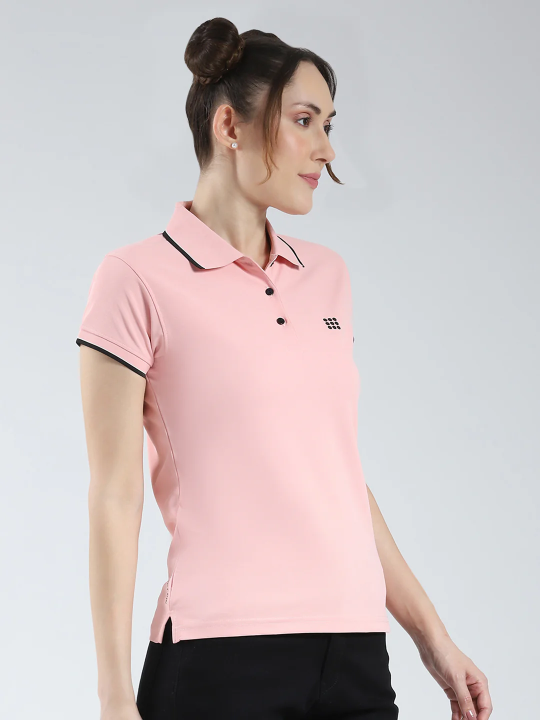 Rock.it Women Pink Solid Collar Half Sleeve T-Shirt - Image 4