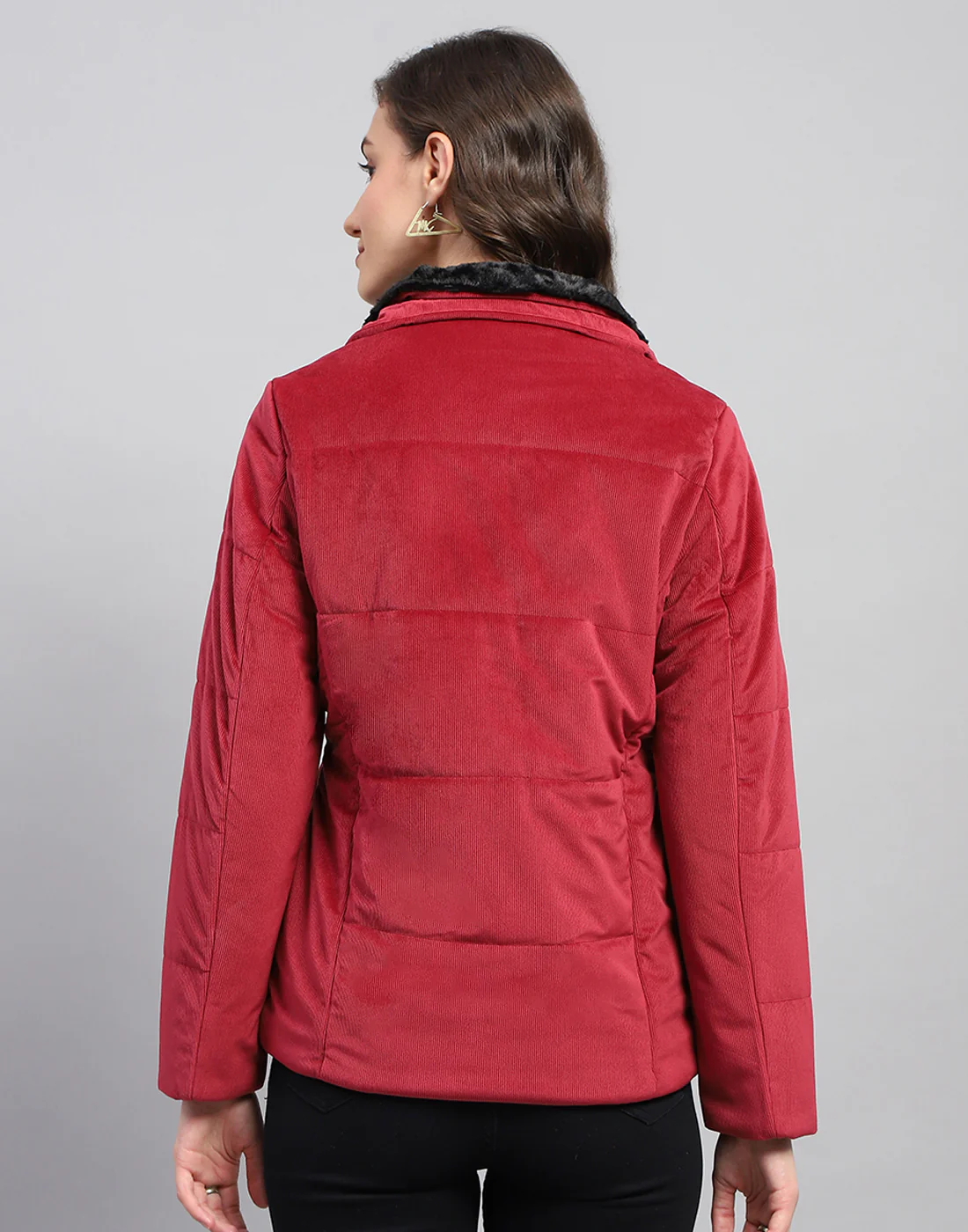 Women Pink Solid High Neck Full Sleeve Jacket - Image 5